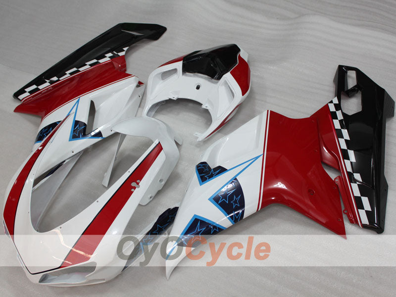 Kit de carénage à injection pour Ducati 1098 de 07-09 - Rouge, Blanc - Style usine #OYO87906234