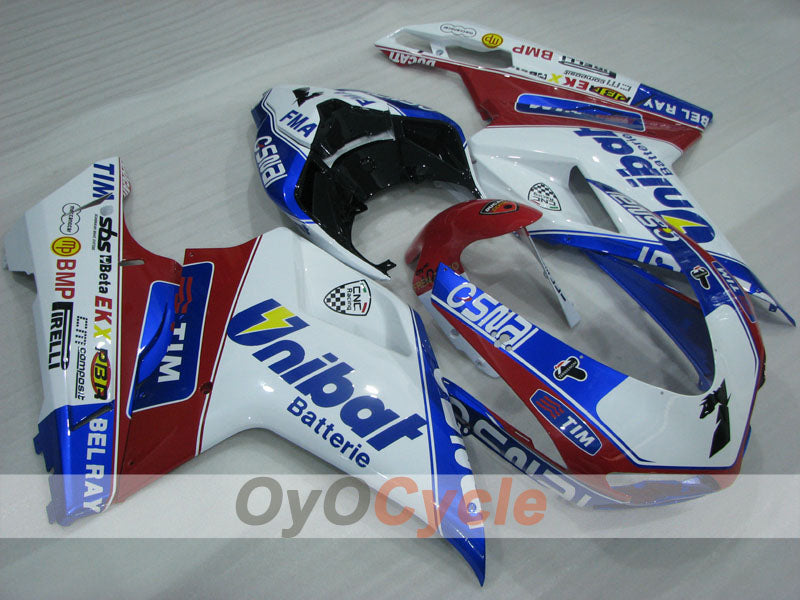 Kit de carénage à injection pour Ducati 1098 de 07-09 - Rouge, Bleu, Blanc - Unibat #OYO87906241