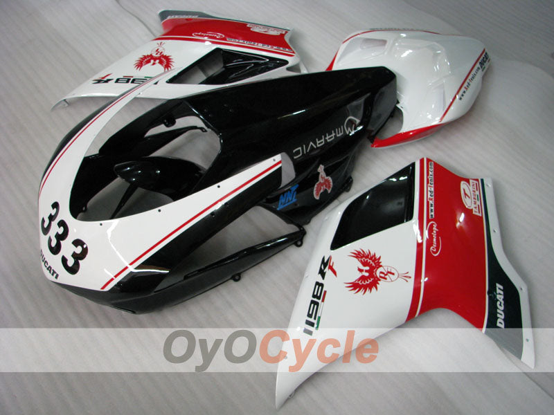 Kit de carénage moulé par injection pour Ducati 1198 09-11 - Rouge, Blanc, Noir - Style d'origine, personnalisable #OYO87906251