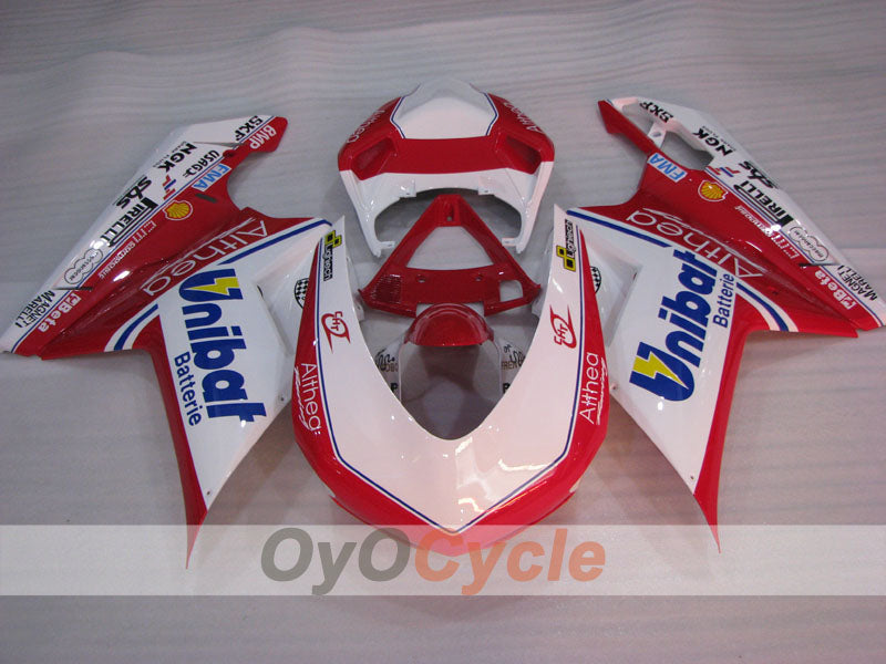 Kit de carénage moulé par injection pour Ducati 1198 09-11 - Rouge, Blanc - Unibat #OYO87906253