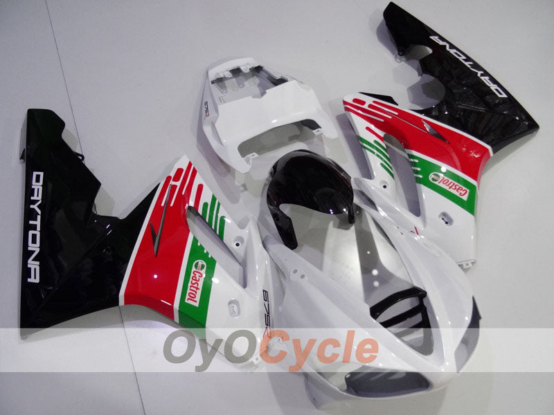 Kit de carénage à injection pour Triumph Daytona 675 09-12 - Blanc, noir - Castrol #OYO87906310