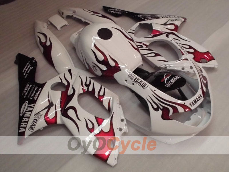 Kit de carénage injecté pour YZF600R 97-07 - Rouge, blanc - Personnalisé #OYO87906405