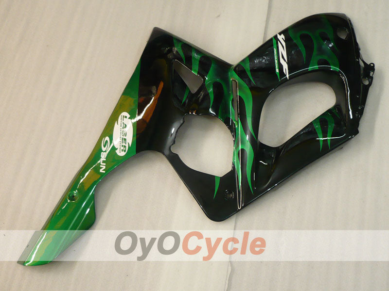 Kit de carénage à injection pour YZF600R 97-07 - Vert, noir - Flamme #OYO87906422
