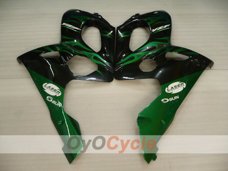 Kit de carénage à injection pour YZF600R 97-07 - Vert, noir - Flamme #OYO87906422
