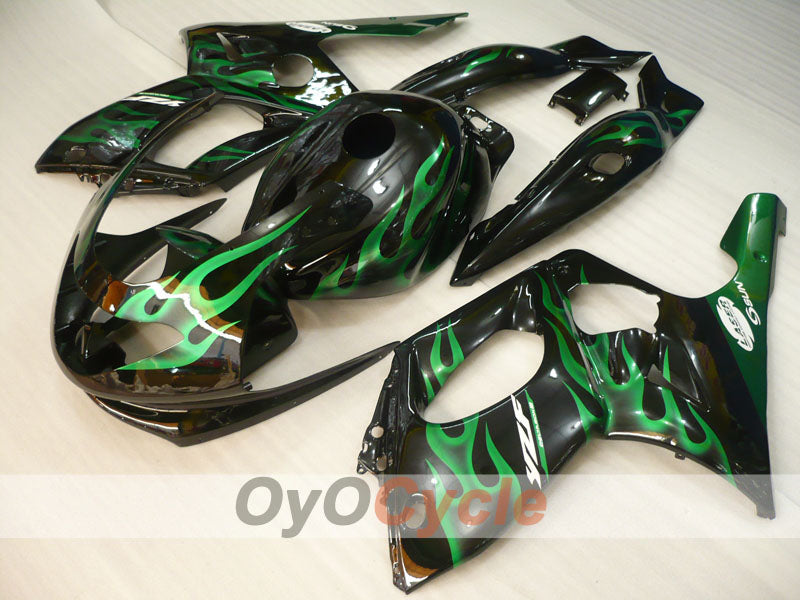Kit de carénage à injection pour YZF600R 97-07 - Vert, noir - Flamme #OYO87906422