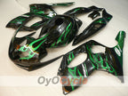 Kit de carénage à injection pour YZF600R 97-07 - Vert, noir - Flamme #OYO87906422