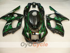 Kit de carénage à injection pour YZF600R 97-07 - Vert, noir - Flamme #OYO87906422