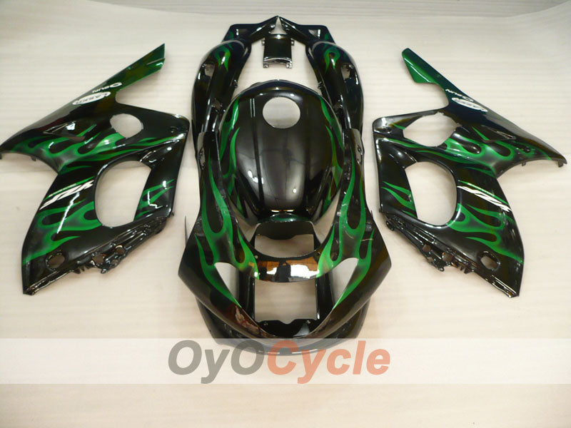 Kit de carénage à injection pour YZF600R 97-07 - Vert, noir - Flamme #OYO87906422