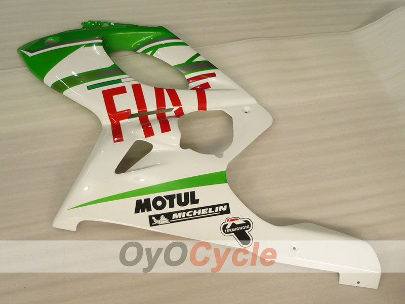 Kit de carénage à injection pour YZF600R 97-07 - Vert, blanc - FIAT #OYO87906427