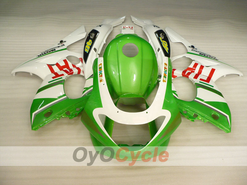 Kit de carénage à injection pour YZF600R 97-07 - Vert, blanc - FIAT #OYO87906427
