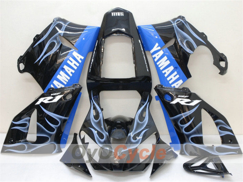Kit de carénages injectés pour YZF-R1 00-01 - Blanc, noir - Flamme #OYO87900764