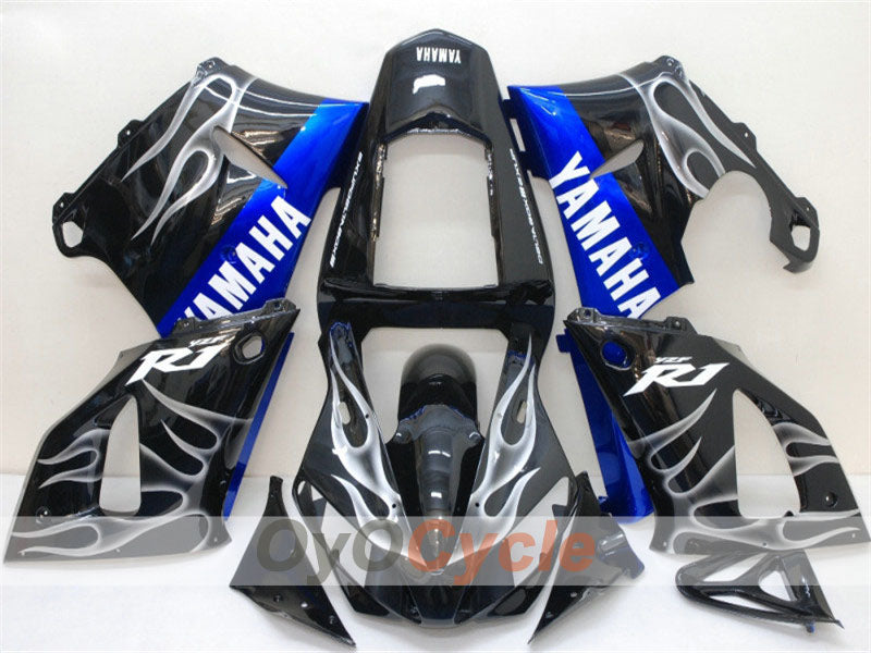 Kit de carénages injectés pour YZF-R1 00-01 - Blanc, noir - Flamme #OYO87900763