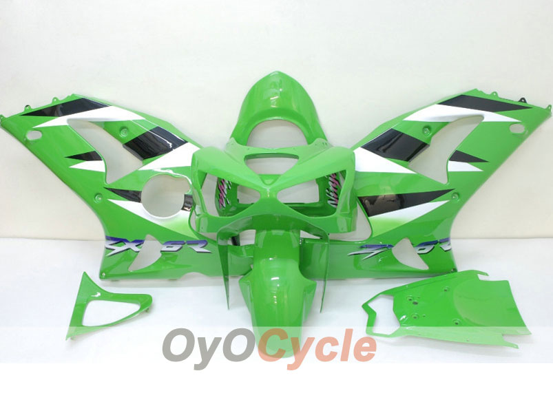 Kit de carénage injecté pour NINJA ZX-6R 03-04 - Vert, blanc - Style d'origine #OYO87901761