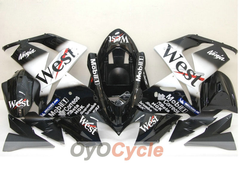 Kit de carénages injectés pour NINJA ZX-10R 04-05 - Blanc, Noir - West #OYO87901550