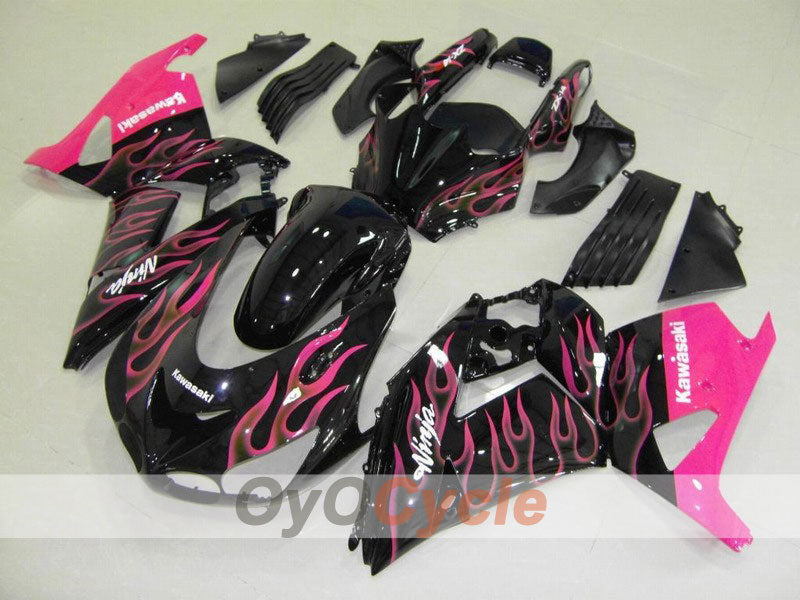 Kit de carénage injecté pour NINJA ZX-14R 06-11 - Noir, rose - Flamme #OYO87902013 Image principale du produit
