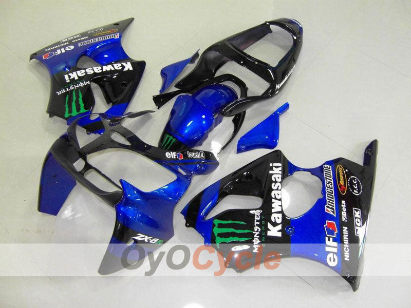 Kit de carénage injecté pour NINJA ZX-6R 00-02 - Bleu, noir - Monster #OYO87901722