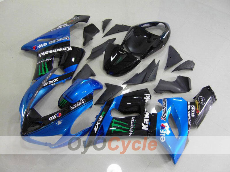 Kit de carénages à injection pour NINJA ZX-6R 05-06 - Bleu, Noir - Monster #OYO87901883