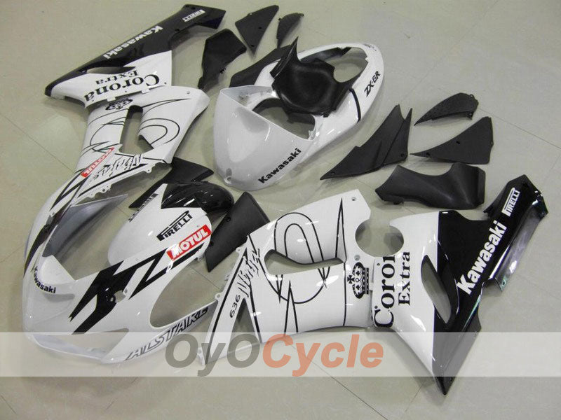 Kit de carénage à injection pour NINJA ZX-6R 05-06 - Blanc, noir - Corona #OYO87901822