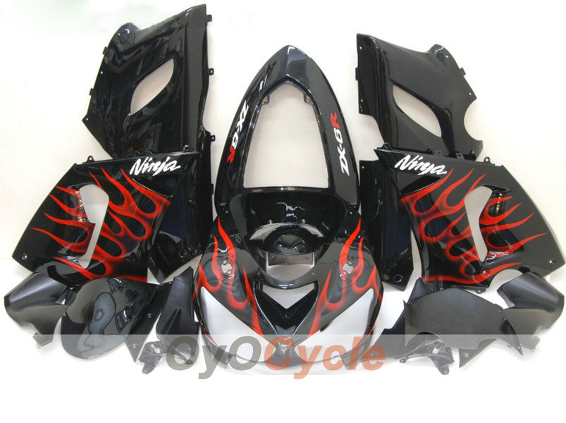 Kit de carénages injectés pour NINJA ZX-6R 05-06 - Rouge, Noir - Flame #OYO87901865